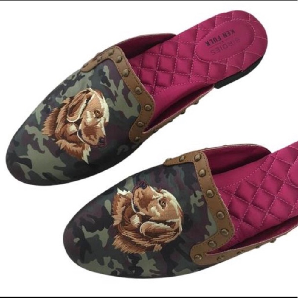 Birdies slippers x Ken Fulk, Camo Dog Pink Flats